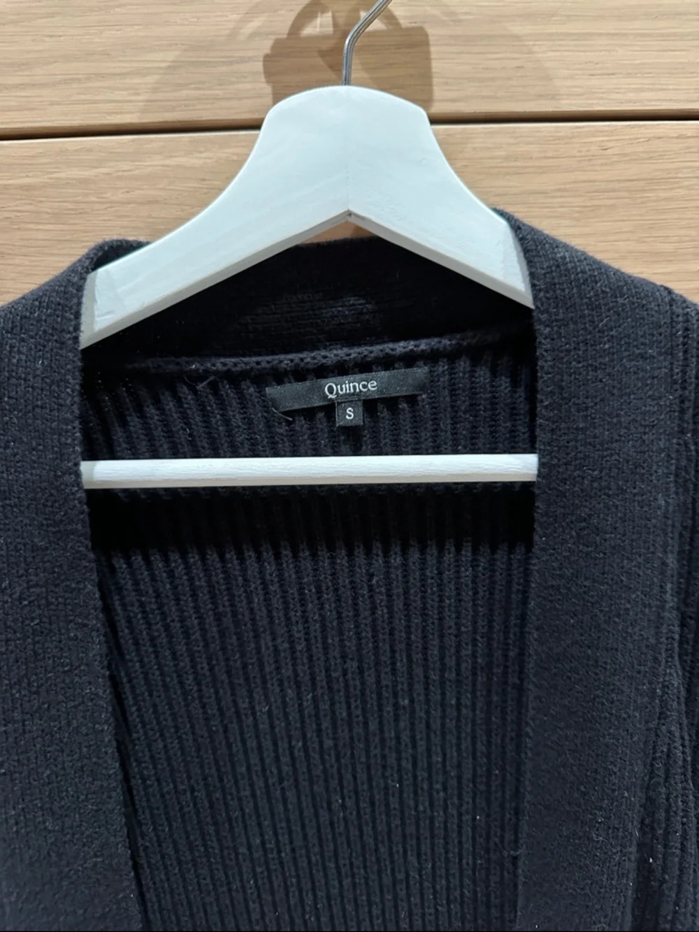Quince Black Ribbed Open-Front Pocket Cardigan - Picture 2 of 5